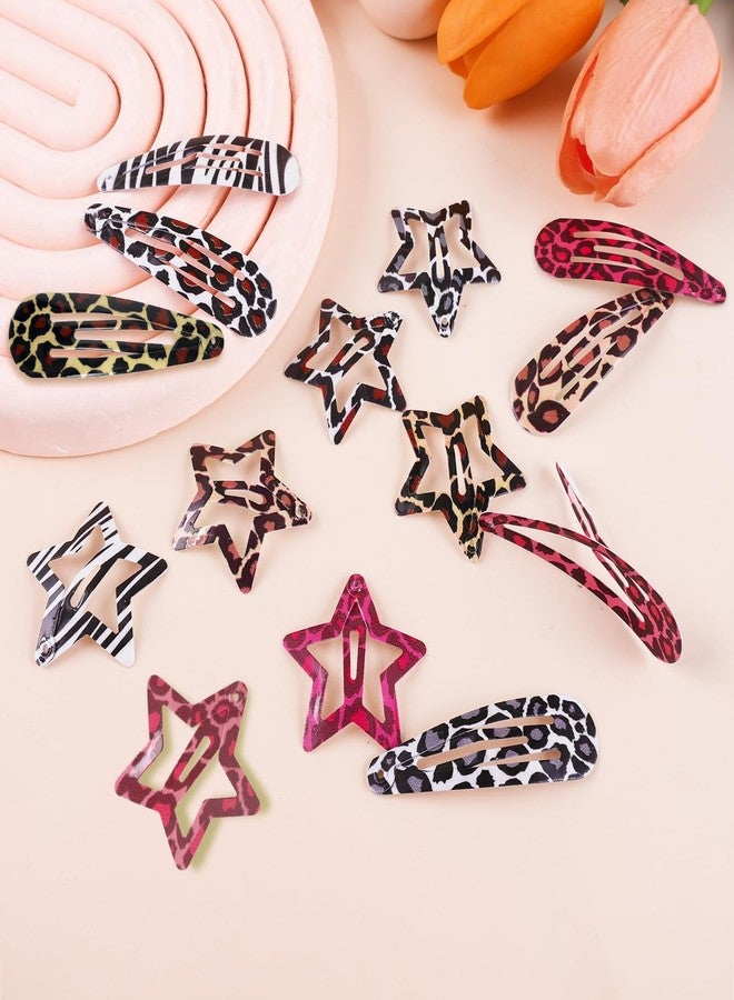 ZLSPTK 32Pcs Star Hair Clips Y2k Hair Clips Goth Leopard Metal Hair Clip for Thin Thick Curly Long Short Hair Bulk Cute Hair Barrettes Kawaii Snap Hair Pins Y2k Hair Accessories for Women Girls Styling Tools - Image 2